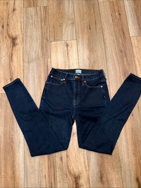 J. Crew 10” High Rise Toothpick‎ Jeans 27T Tall Skinny Stretch Dark Wash